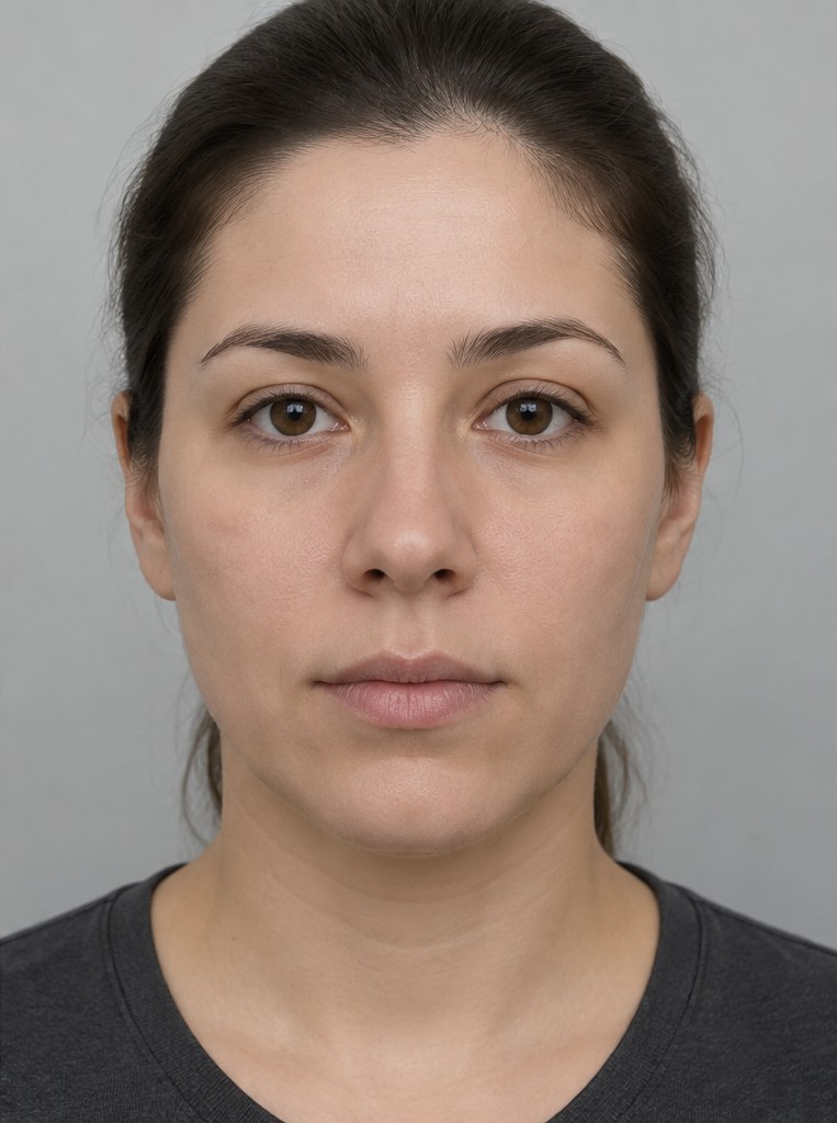 Illustrative after photo of the same young woman with smooth, even skin